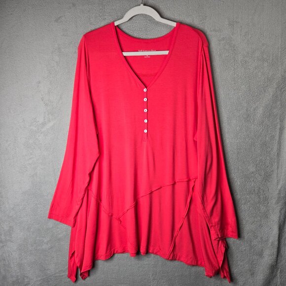 Soft Surroundings 2X Plus Size Active Top Long Sleeve Barbie Pink Tunic - Picture 1 of 7